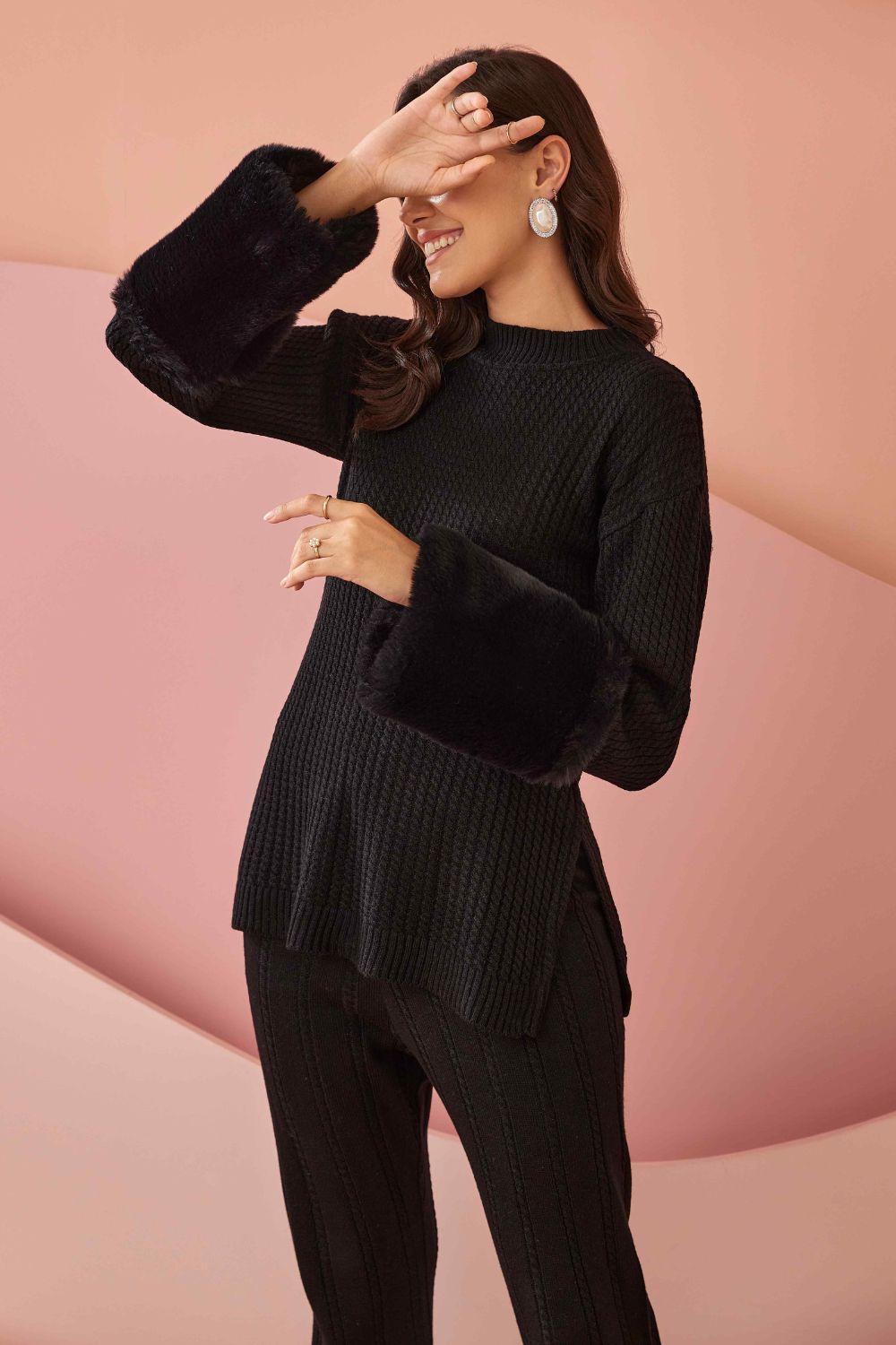 Black Beauty Knitted Co-ord Set – MondayMondayIndia